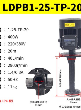睿嘉LuiKar洛凯循环泵LDPB1-25-TP-20橡胶雕刻机床浸入式高铸铁