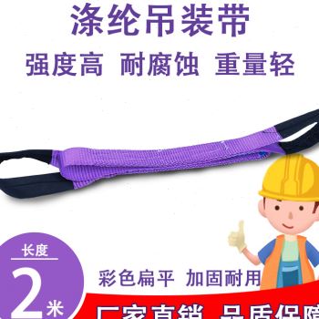 吊装带起重吊带 1吨彩色扁平工业高强涤纶柔性双扣拖车绳吊车吊带
