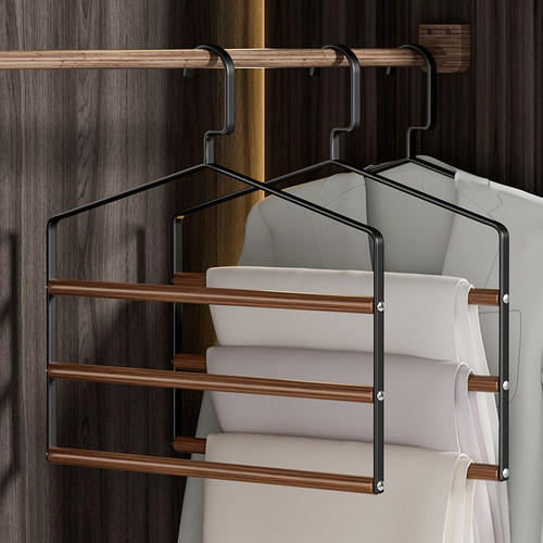 【精选好物】轻奢裤架无痕家用多功能实木衣架一体防滑裤子挂魔术