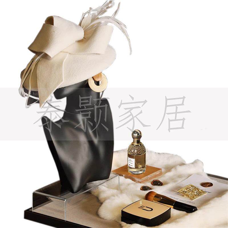 样板间衣帽间梳妆台摆件香水道具托盘衣橱柜卧室展厅简约软装饰品