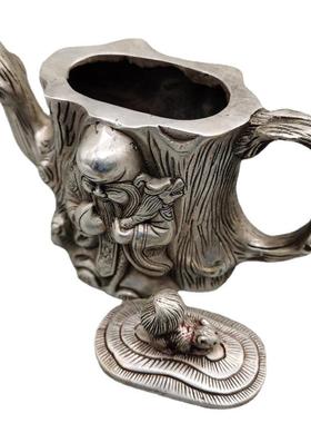 古玩仿古铜器白铜寿星酒壶