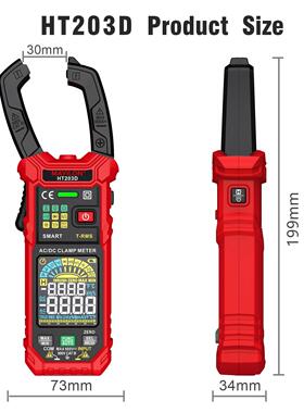 HT203D钳形表电工高精度真有效值多功能数字钳型万用表