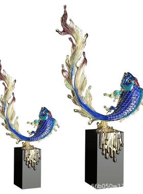 珐琅彩年年有余如鱼得水鱼摆件金鱼家居饰品客厅酒柜玄关饰品