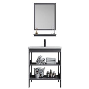 太空铝浴室柜阳台落地式洗手盆一体陶瓷盆小户型家用防水洗漱台池