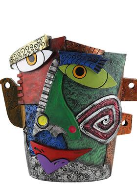 新品多彩皱眉抽象创意花盆树脂工艺品桌面阳台室内盆栽摆件