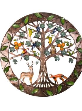 艺术乐园树铁艺壁饰麋鹿猫头狐狸鹰鸟鹦鹉壁挂墙面装饰墙挂