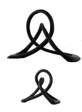 简约现代黑色树脂扭转绳结装饰摆件样板房客厅电视柜软装轻奢摆设