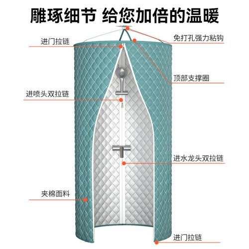 加厚加棉浴罩洗澡浴帐冬天家用防水浴帘隔热保暖圆形宝宝大人