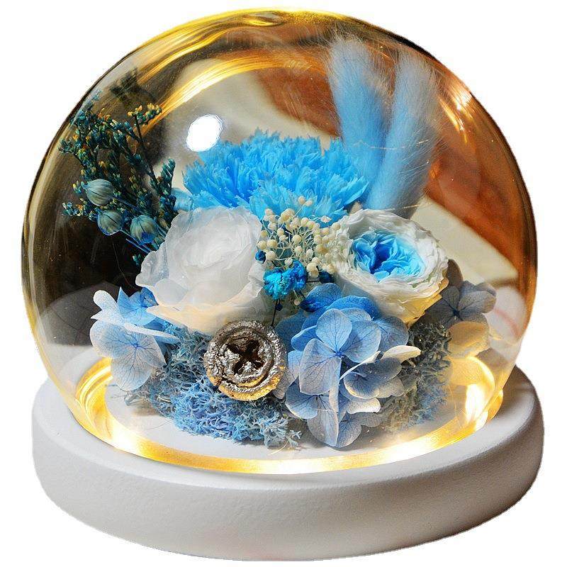 康乃馨永生花玻璃罩礼盒玫瑰鲜花干花圣诞节母亲节礼物纪念日花束,家居饰品,餐桌花艺,淘宝优惠券,粉丝福利购,淘宝优惠卷