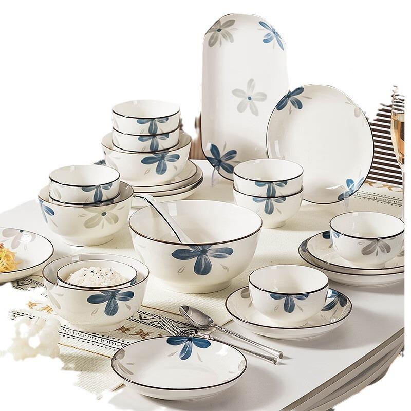 下日式陶瓷碗盘创意钻石碗家釉用米饭碗面碗Z1204大号汤碗盘菜彩