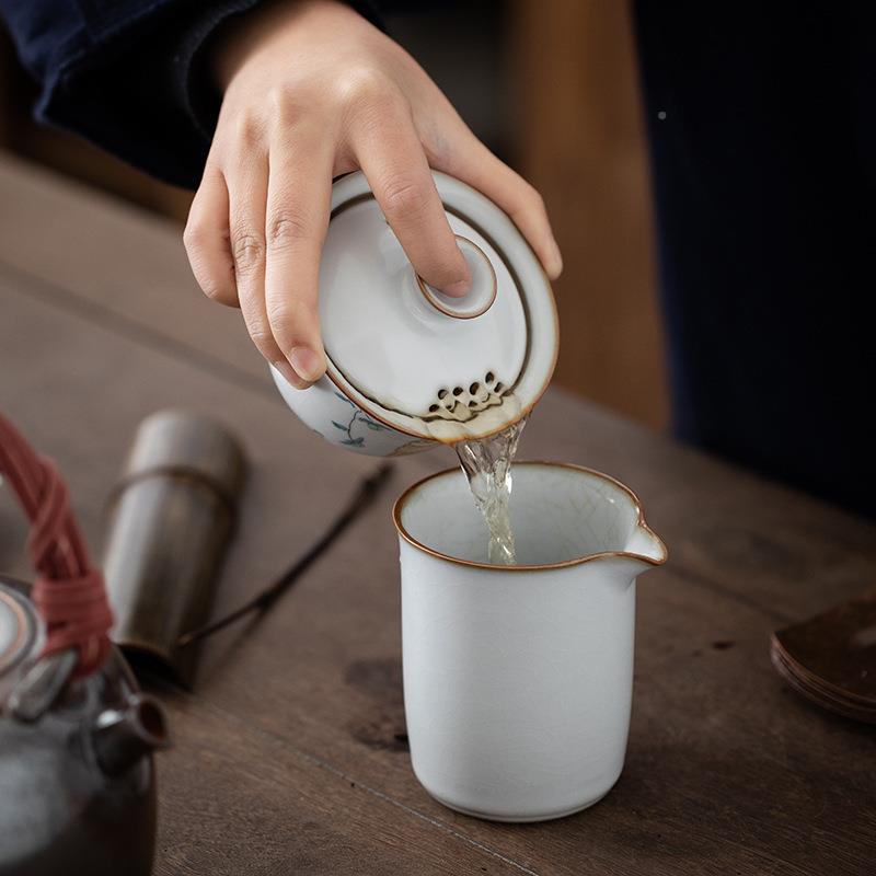 猫窑咪月白汝三才盖碗202003开可片陶瓷功夫茶具泡茶碗冲茶器l养o