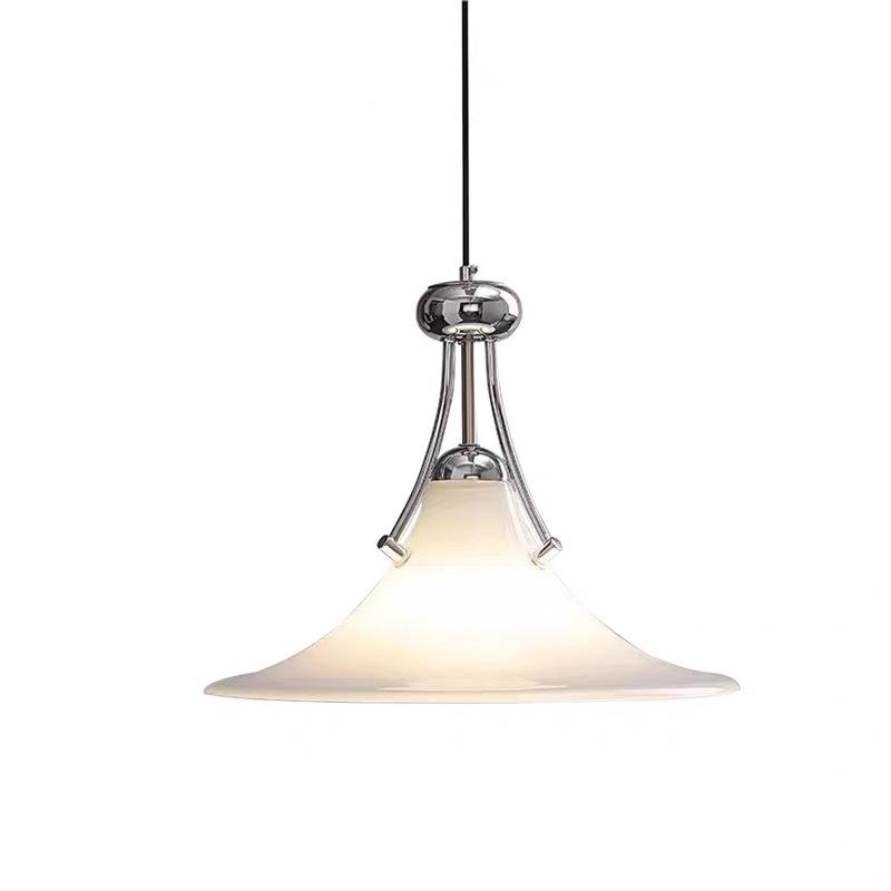 法式中古风餐厅吊现代简约客厅灯床头玉白兰喇叭玻璃474室吧台卧