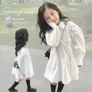 儿童韩版 白色衬衫 巴拉巴拉女童连衣裙春秋2024新款 新品 裙子女宝宝