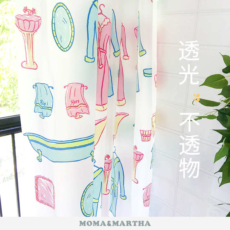 默玛PEVA防水加厚防霉浴室帘隔断帘卡通保暖冬卫生间浴室用品浴