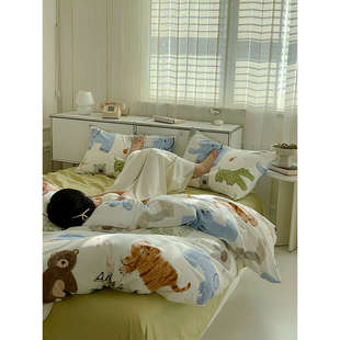 卡通可爱纯棉被套单件160x210单双人150x210儿童全棉被罩150x215