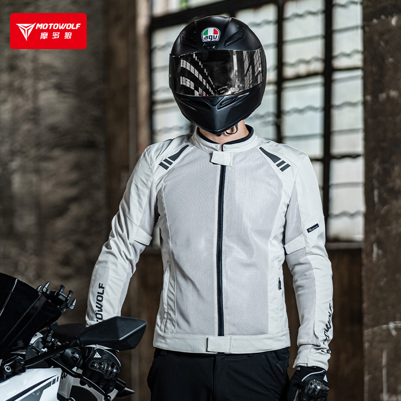 骑行服摩托车男机车拉力服夏季防摔网眼透气骑行上衣休闲外套防水
