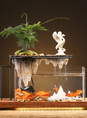 流水生财摆件水循环喷泉加湿器鱼缸客厅办公室造景观摆件开业礼品