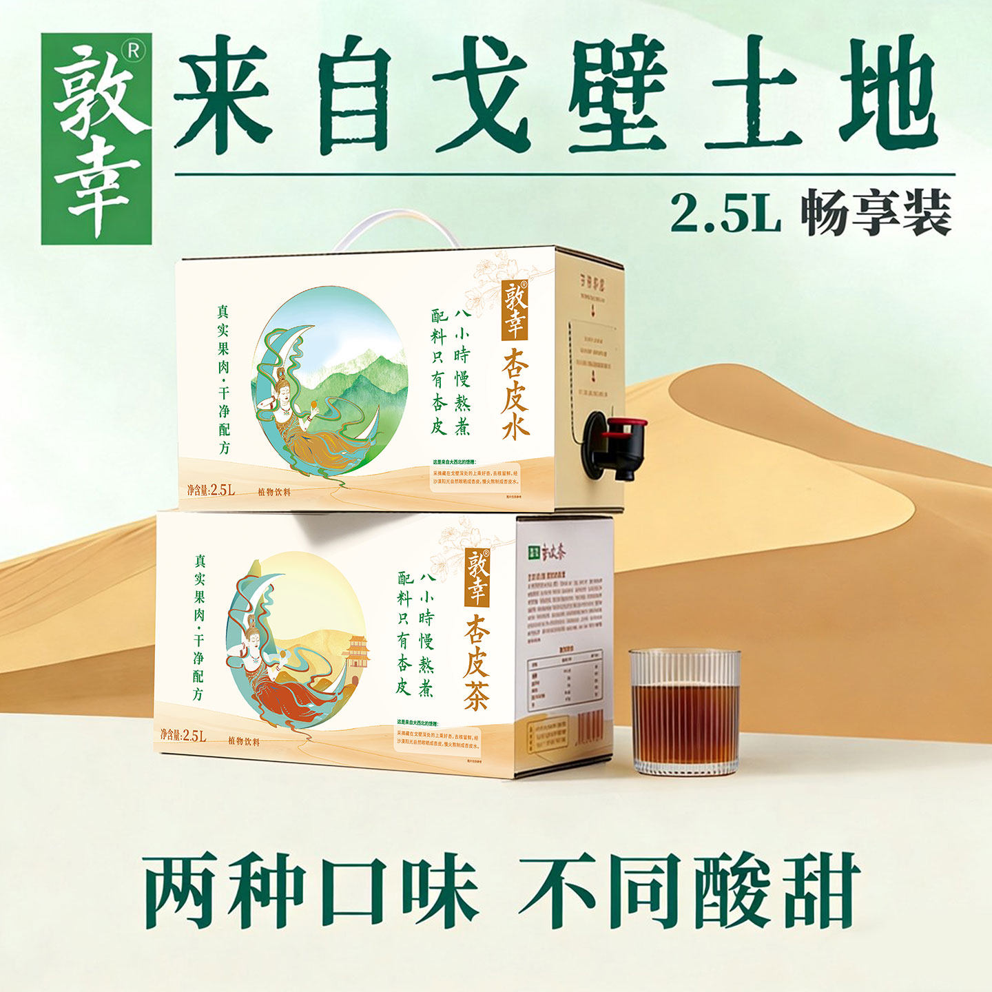 敦幸杏皮茶饮水机2.5L装甘肃特产植物露营饮料家庭分享整箱