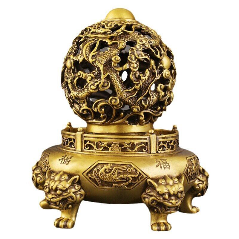 龙时来运转摆件工艺品香炉客厅玄关桌面全铜装饰品公室店铺摆饰