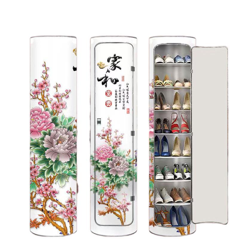 z%圆形360度旋转鞋柜立式鞋柜多层储物鞋架大容量多功能收纳柜家