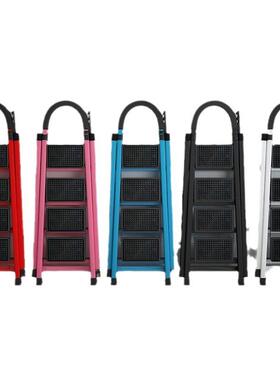 梯子用叠梯家加厚碳钢字梯移e5M3rt6y人动楼梯伸缩梯步梯多功能折