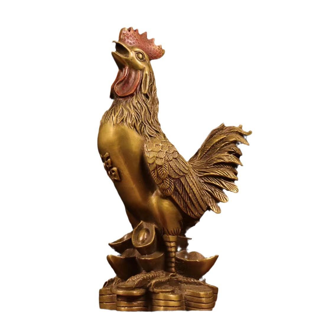 铜公鸡摆件黄铜家居饰品鸡的生肖吉祥物金鸡独立铜鸡十二生肖摆件