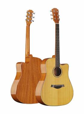 41寸单板吉他4寸0民谣木吉他初学专者业/款云杉桃芯木面花单guita