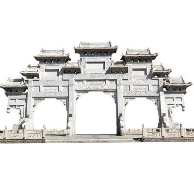 景区庄石雕牌楼牌楼坊楼门汉白村玉青石三门门花岗hz-751岩石单门