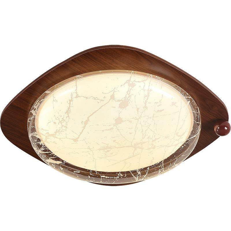 法式中古风创意设计房间顶灯复古胡吸AEV桃木色曲灯书房卧室护眼