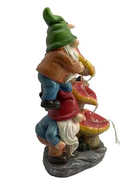 太阳能户外花园蘑菇树脂摆件小矮人工艺品侏儒雕像草坪流水装饰灯