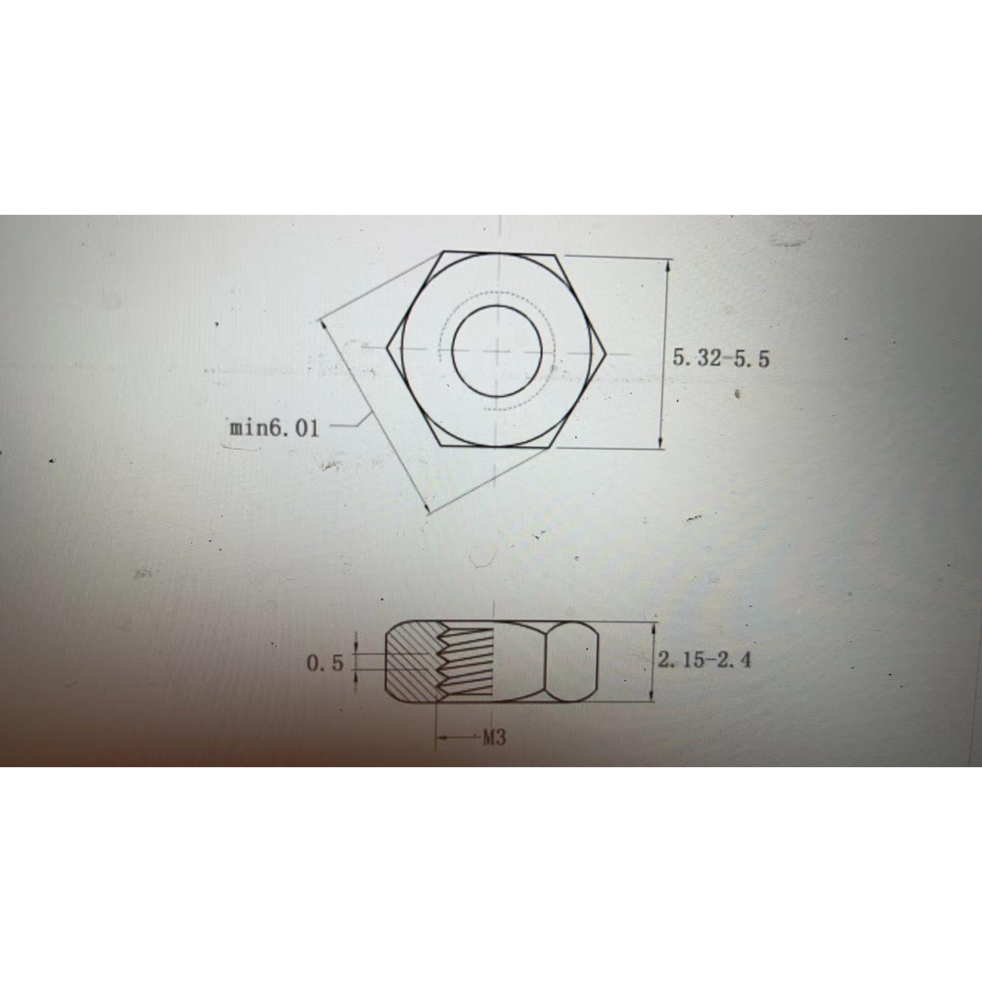 六角铜螺母M3H62黄铜现货0.5牙铜螺母