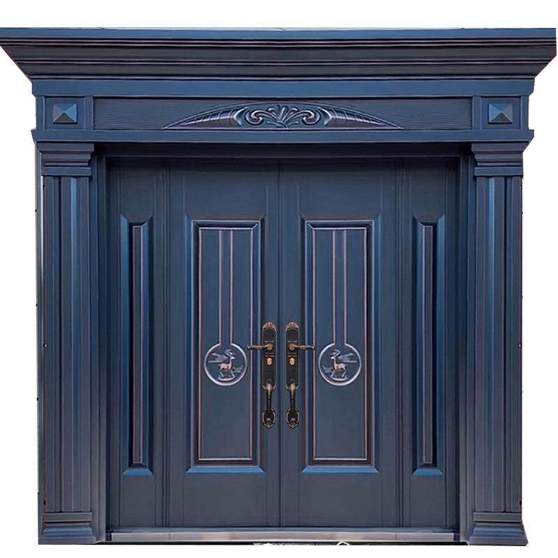 锌合金别墅大门双开门农村自建房乡村家用入户大门四开客厅进户门