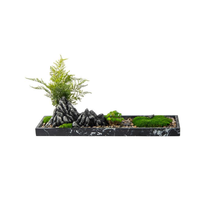 艺贝子仿真绿植山石盆景摆件新中式侘寂风微景观造景枯山水盆栽