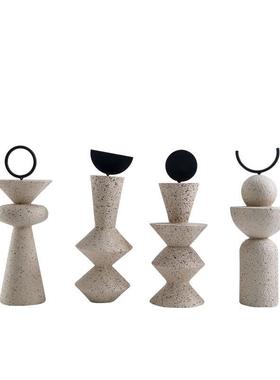 现代简约创意砂岩摆件树脂轻奢样板房台面软装饰品家居客厅摆设