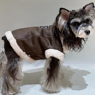 宠物衣服秋冬保暖小型犬牧泰狗狗马甲雪纳瑞皮毛一体迪比熊柯毛基