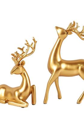 黑白色麋鹿一对软装轻奢风家居装饰工艺品客厅玄关酒柜电视柜摆件