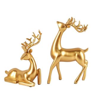 黑白色麋鹿一对软装 饰工艺品客厅玄关酒柜电视柜摆件 轻奢风家居装