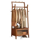 挂衣架落地衣架楠竹立式 落地卧室衣帽架衣服客厅家用轮子落地挂