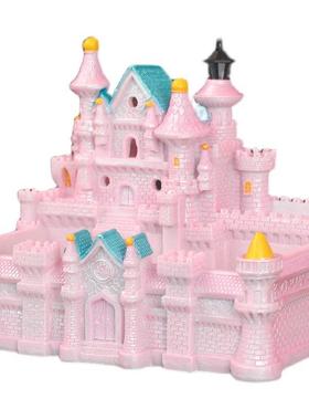 创意粉色公主梦幻多肉带灯城堡多肉组合树脂花盆盆栽家居装饰摆件