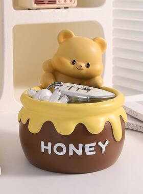 可爱黄油小熊入户放钥匙收纳玄关摆件客厅家居创意装饰品乔迁新居