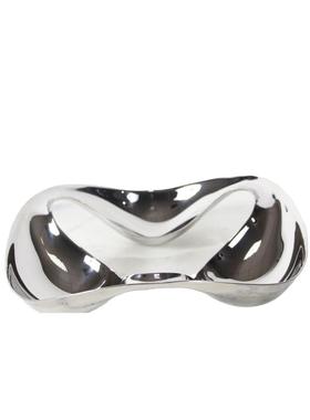 简约欧式银色金属不规则流线果盘托盘摆件厨房餐厅样板房软装饰品