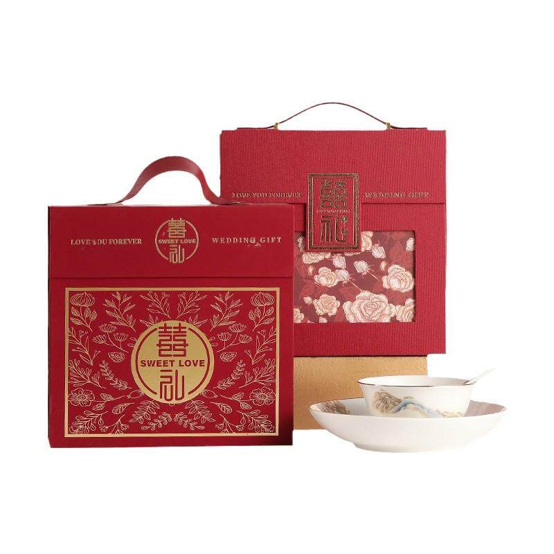景德镇陶瓷餐具礼品套装定制皮箱包装碗盘组合年礼乔迁礼物