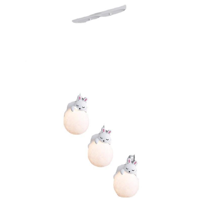 床头兔子吊约灯代吊线灯餐厅灯简男女孩儿童12房卧室创意中山灯现