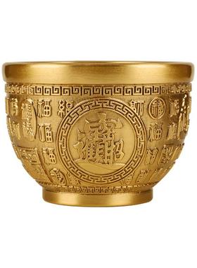 黄铜招财百福缸黄铜工艺品摆件小聚宝盆铜缸大号浮雕