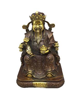 紫色鎏金财神爷家用黄铜佛像摆件客厅家居店铺乔迁供奉开业