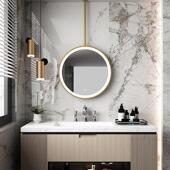 吊杆镜圆形镜子卫生间镜子天花板吊镜悬空洗手间镜酒店民宿浴室镜