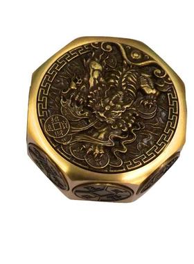 黄铜八面转赚钱十方来财解压转转铜手把件貔貅招财进宝魔方摆件