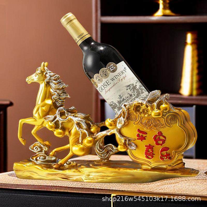 马到成功轻奢高档葡萄红酒架子客厅酒柜装饰品摆件高端大气上档次
