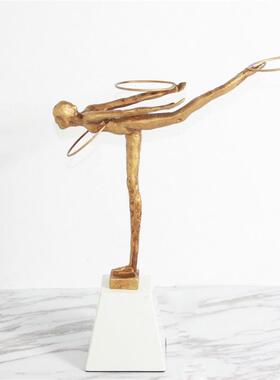 现代简约黑色古黄铜色铸铁人物摆件软装样板房书房家居饰品创意