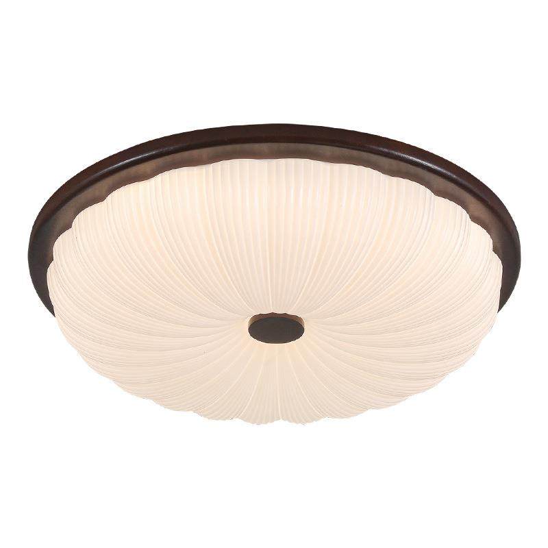 中古复古卧室灯吸顶灯护眼胡桃木圆形美式新中式主卧书房中山灯具